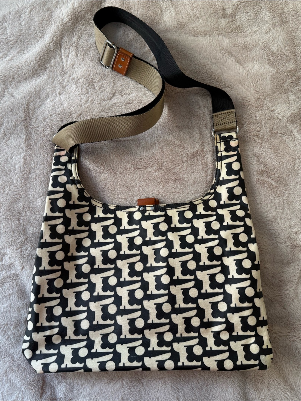 Orla Kiely Baby Bunny Print Midi Sling Bag Leather Trim